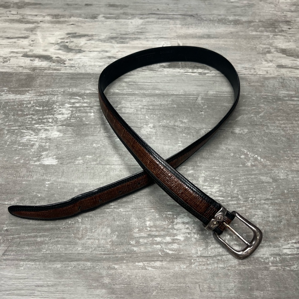 Bill Adler Brown & Black Woven Leather Belt 34